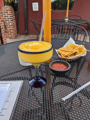 Margarita and chips and salsa.