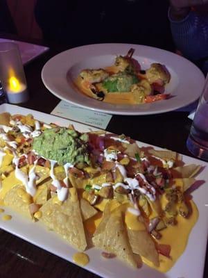 Nachos and stuffed shrimp