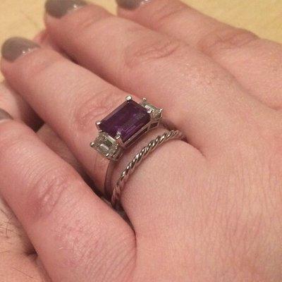 Alexandrite and diamond engagement ring