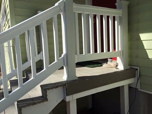 Porch built in Decatur using composite materials. Side view