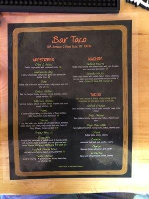 Menu front