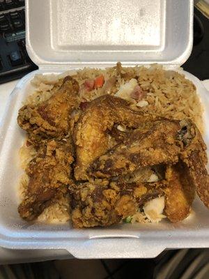 Wings with house fried rice