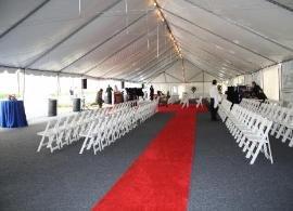 Tent, Resin Chairs, Carpeting and Red Carpet