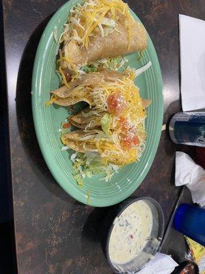 Fried tacos and house cheese dip