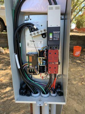 New Generator and transfer switch connecting to a very nice single family home.