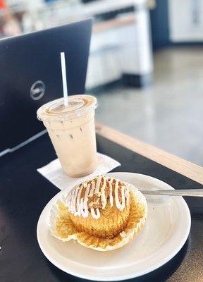 Iced Latte with Mexican Vanilla & Pumpkin Muffin