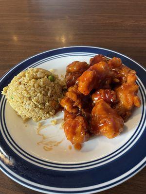 General Tso's Chicken & Fried Rice - Tasteless rice and chicken full of ketchup-barbecue-based sauce. Don't bother.