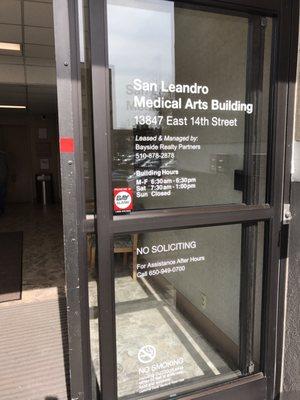 It's at the San Leandro Medical Arts Building...