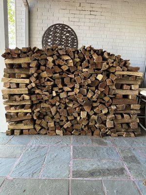 Kiln-dried firewood stacked in Lake Barcroft, VA.