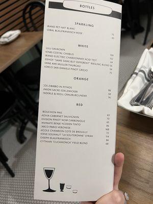 Wine menu