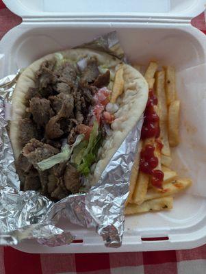 Gyro with a sad side of fries.