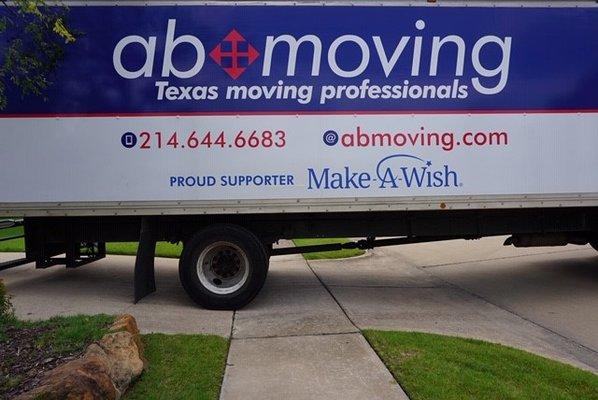 AB Moving supports Make-A-Wish, North Texas. A portion of every move goes towards making a child's wish a reality.