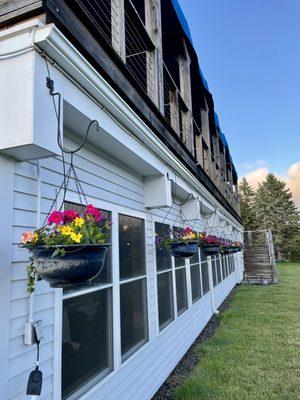 Flowers and outdoor upper deck