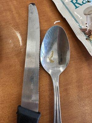 Dirty food utensils.