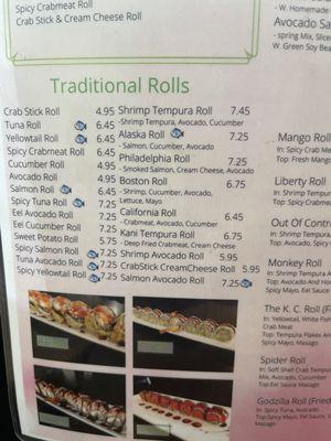 Menu - Traditional Sushi Rolls