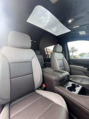 2022 Chevy Suburban LT - 2 tone Katzkin leather w/ contrast stitch and an aftermarket Inbuilt, Automatic Power Sunroof.