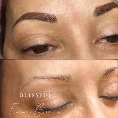 Blissful Fusion Brows-Combination of Microblading & Shading.