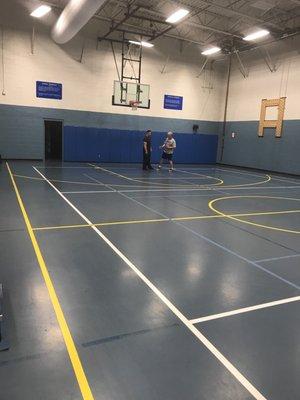 Personal training session in the basketball area