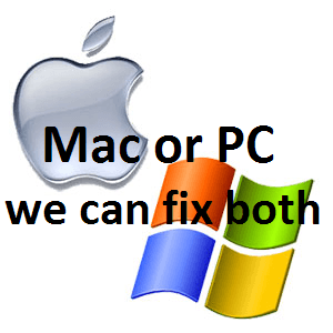 Mac or PC. We can fix both!!!