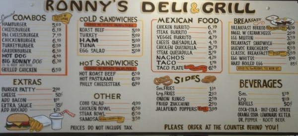 Deli and Grill Menu