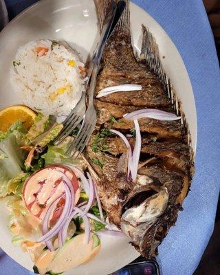 Fried mojarra plate