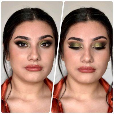 Party makeup w green glitter smokey eyeshadow    Makeup Art by The Famous Beauty MUA Team   Please consult to be booked