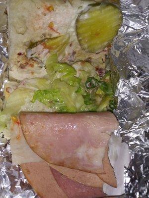 The Italian cold cut sub from Eddie Leonards Waldorf Md minus tomato, provolone cheese and raw onions that I ordered & didn't get.