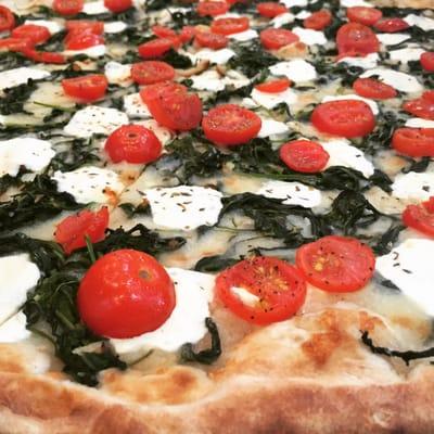 Vegetarian Delight ~ Cooked Arugula, Grape Tomatoes, Fresh Mozzarella & Oregano