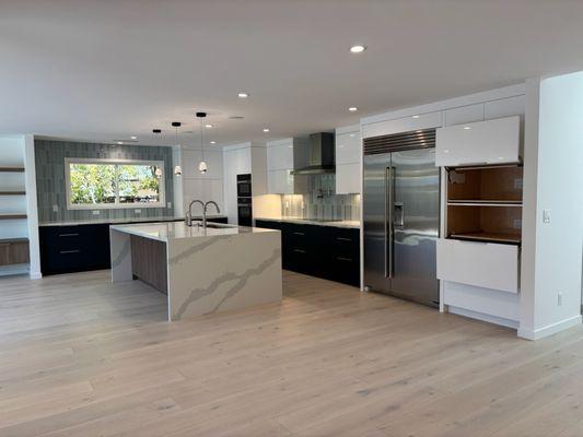 Kitchen cabinets with appliance garages