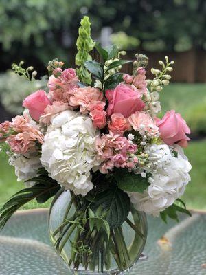 Pink roses and hydrangeas! Smells so good!