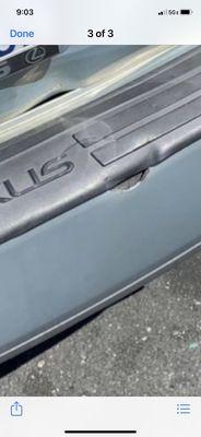 Damaged bumper and hatch damage