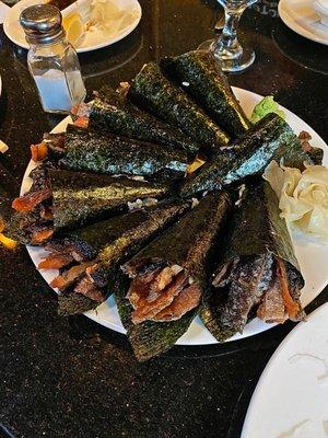 Salmon Skin Hand Rolls