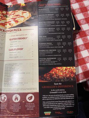 Pizza menu