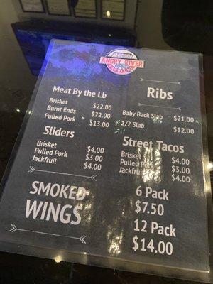 Side 1-Angry River BBQ Menu