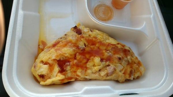 This was the ham and cheese omelet with onions. It was actually really tasty.