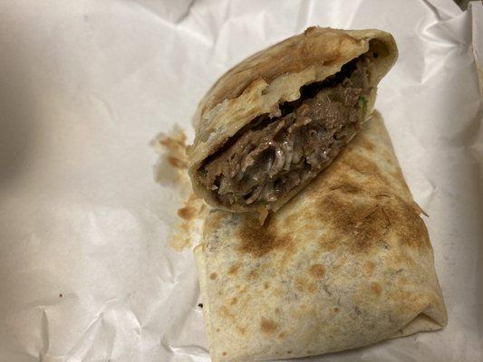 Steak cheese pepper and onion wrap awesome