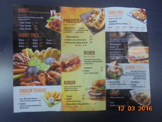 Front of Menu