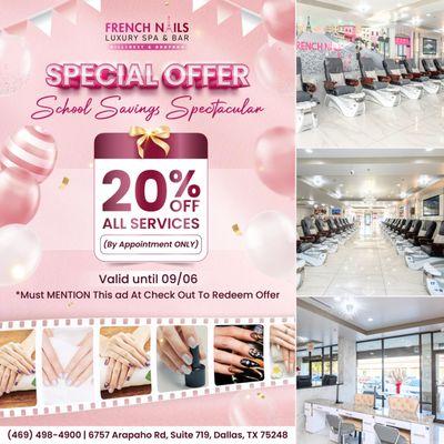 SPECIAL OFFER
SCHOOL SAVINGS SPECTACULAR