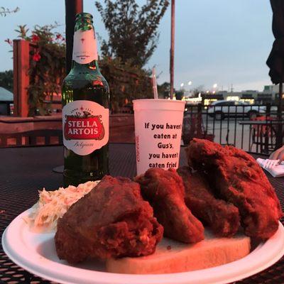 Enjoying the patio and my favorite fried chicken