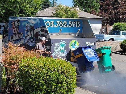 Having my garbage bins cleaned by Clean Services Northwest