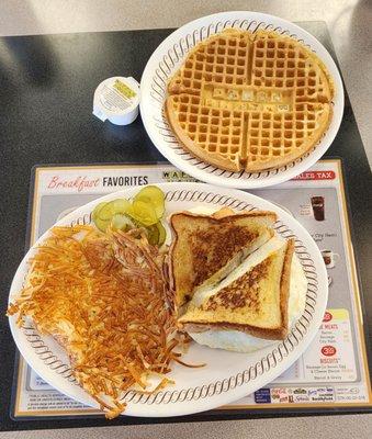 Texas bacon sandwich with a waffle.