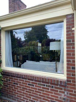 replaced window trim and glass