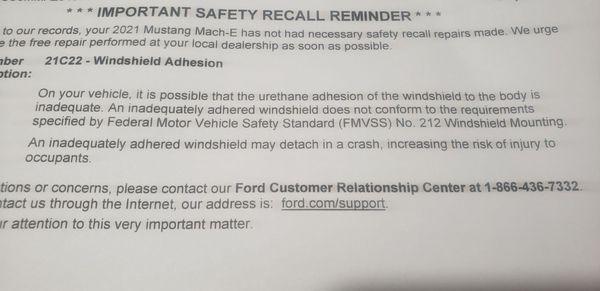 Recall notice that they won't assist with on a new vehicle they sold