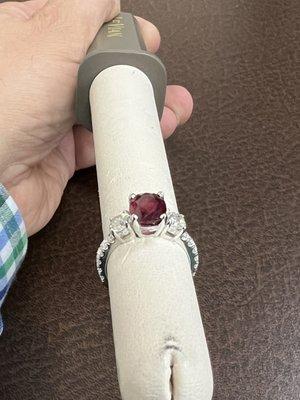 Custom made Ruby ring with diamonds