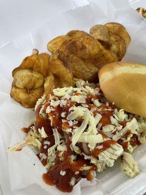 Local FAVORITE it's our pulled pork sandwich with our house cut pub chips ZFG