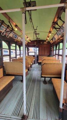 Inside trolley car