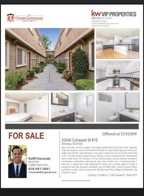 2 story condo for sale!! 2 bed/ 2 bath 1,050 sqft $339,999 in winnetka!