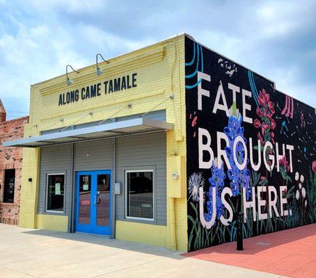 The upgraded storefront looks nice! Downtown Fate, Texas has tamales for every taste!