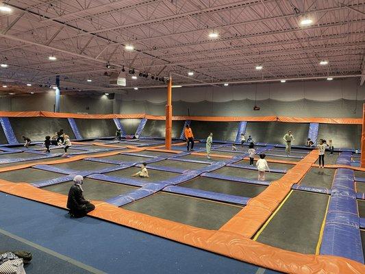 The main trampoline area.