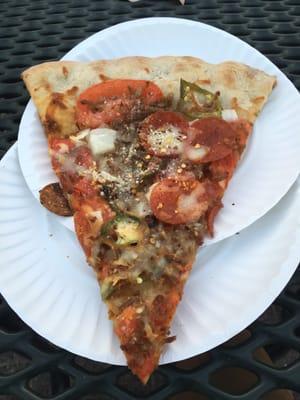 Pepperoni, sausage, tomato, onion, & pepper slice: 3 Brothers, Belmar NJ